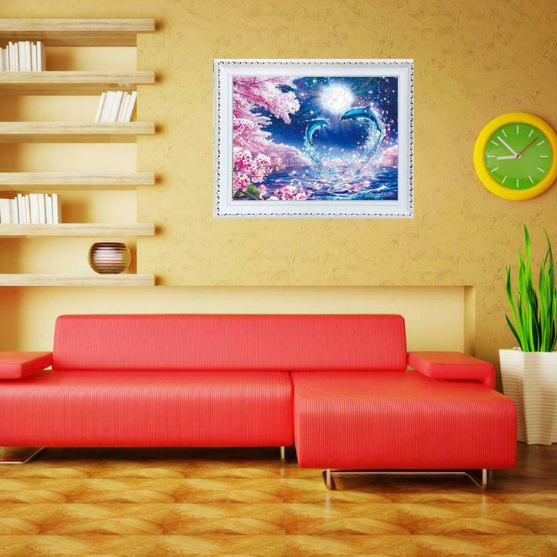 Dolphin 5D Diamond Painting Embroidery DIY Cross Stitch Kit Home Needlework
