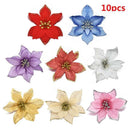 10Pcs Glitter Poinsettia Flowers Christmas Wreath Tree Decorations Xmas Gifts AU