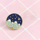 Creative Snow Nightscape Pin Brooch Round Badges Jacket Jewelry (Style 2) A