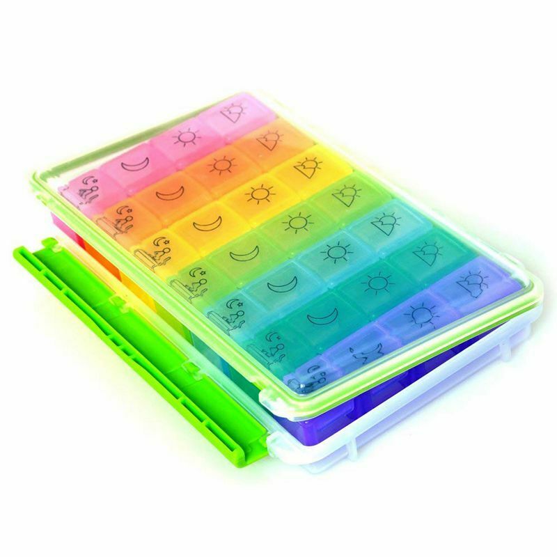 Weekly AM/PM Pill Box, Portable Travel Pill Organizer (7-Day / 4-Times-A-Da H9T7
