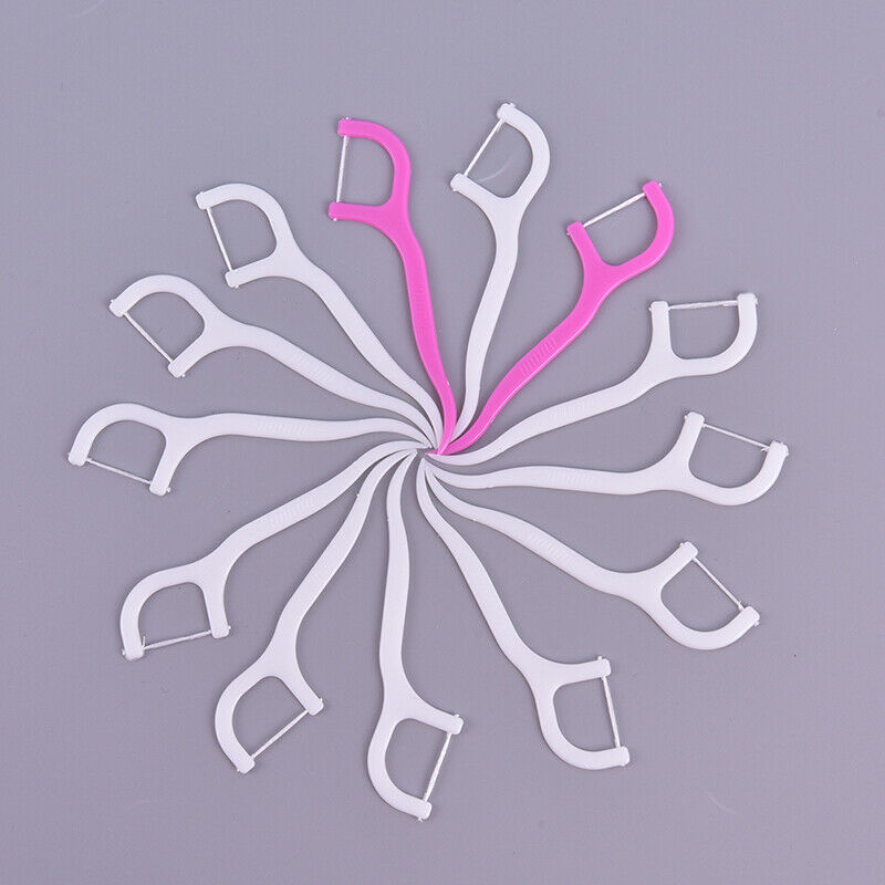 100 Pcs Disposable Dental Flosser Interdental Brush Teeth Stick Floss Oral C Nw