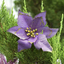 10pcs Glitter Flower Christmas Ornament Xmas Tree Pendant Decor (Purple)