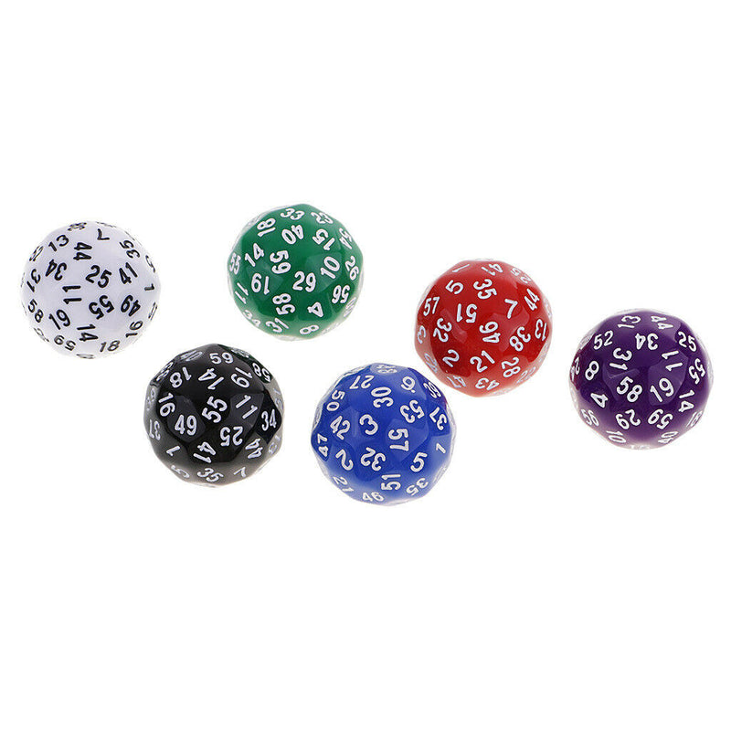 6pcs 60 Sided Dice D60 Polyhedral Dices Number 1-60 for Dungeon & Dragons RPG