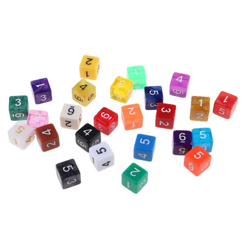 25x Plastic Dice D6 Drinking Dice for DND TRPG MTG Table Games Toys Party