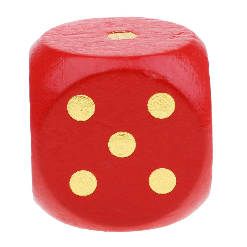 2x Large 5cm Wooden Dice D6 Six Sided Dies for D&D RPG MTG TRPG Red+Yellow