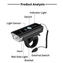 Ultra Bright Bike Lights Bicycle Horn Set | Light Sensor | 300 Lumens Headlight