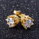 Chic New Retro Classical Crystal Crown Earrings Jewelry Gift Golden