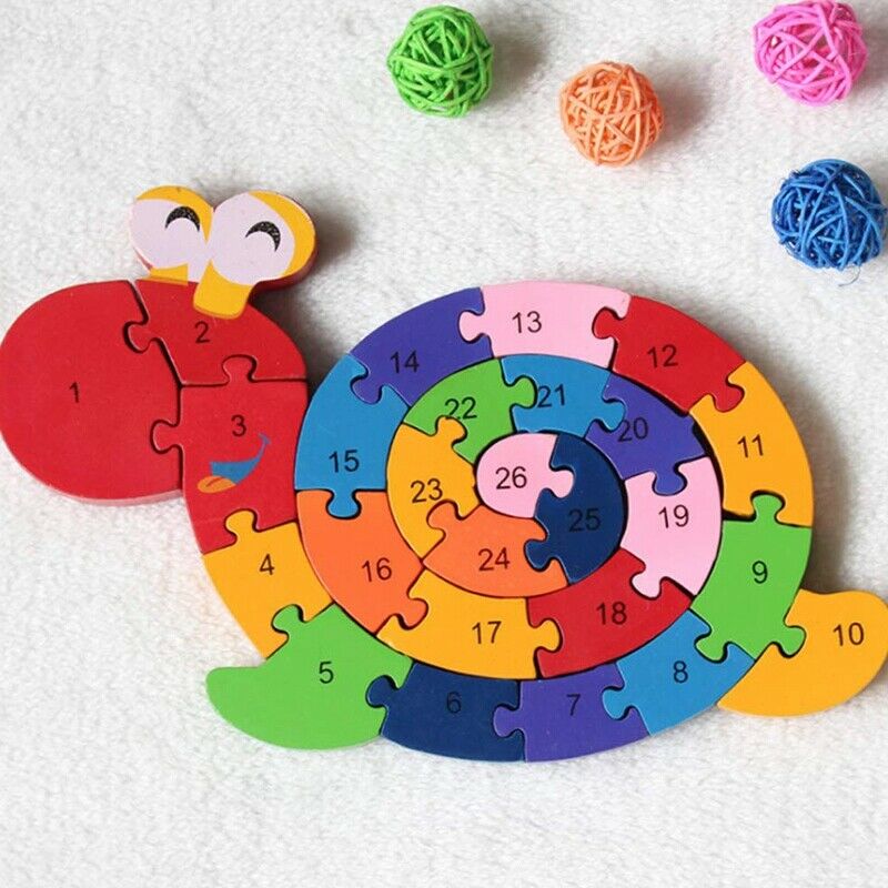 2Pcs Wooden Puzzles, Alphabet Jigsaw Puzzle Building Blocks Animal Wooden S E4D9