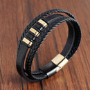 Leather Rope Bracelet Stainless Steel Leather Woven Bracelet Leather Multi-