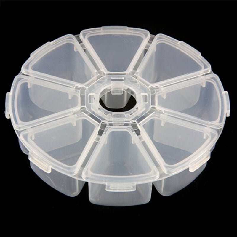 8 slots Empty Clear Round Wheel Storage Box/Container for Seed Beads Gems New