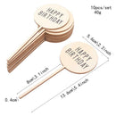 10pcs Happy Birthday Cake Topper Wooden Cupcake Topper Cake Decorations