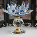 Buddhist Lotus Flower Tea Light Candlestick Candle Holder Crafts Blue