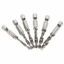 6pcs HSS Drill Tap Countersink Combination Deburr Bits Set With 1/4inch Hex