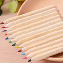 12color Wood Pencil Case Box Colour Pencils&Wooden Ruler Sharpener Set E3I1