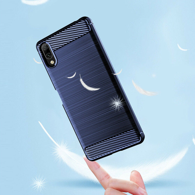 Soft TPU Phone Case Full Cover Brushed Carbon Fiber Shell for SONY Xperia L3