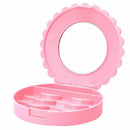 1Pc Cute Pink Plastic Bowknot False Eyelashes Storage Box Makeup Case Mirror g