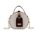 Mini Round Tote Shoulder Bag Women Leather Chain Messenger Purse (2 White)
