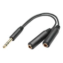 6.35 mm Male to 2 6.35 mm Female Adapter Cable Y Splitter Stereo Audio Cord