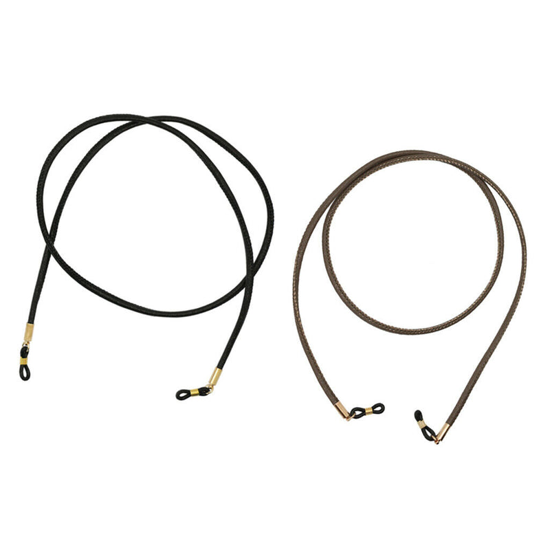 2x PU Leather Stripe Eyeglasses Chain Holder Retainer Spectacles Rope Neck Cord