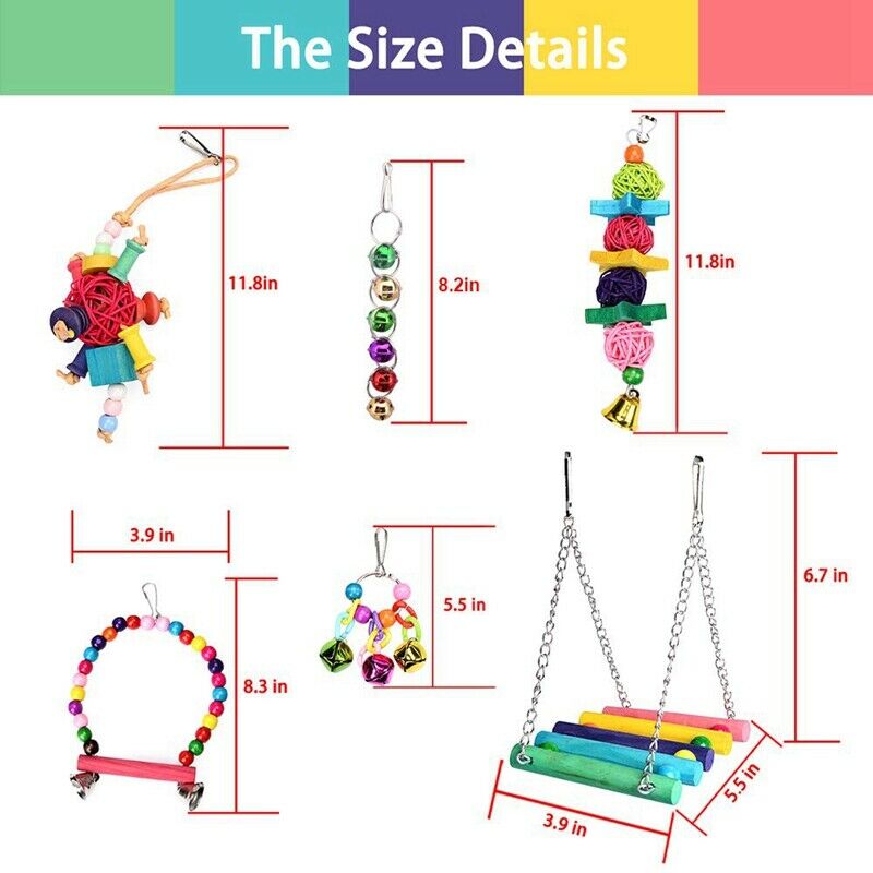 Bird Parrot Toys-Bird Hanging Shredding Swing Chew-Birds Ladder Bell Toys F