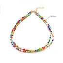 Women Boho Multicolor Beads Necklace Doublelayer Clavicle Choker Charm JewelFT