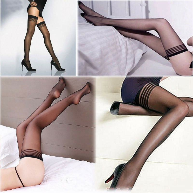 Hot Sexy Women Lace Top Stay Up Thigh-Highs Stockings Tights Pantyhose Black CA.