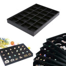 24 Grids Jewelry Organizer Display Case PU Velvet Tray Necklace Rings