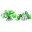 2 pieces Aquarium Landscaping green cloverleaf artificial aquatic plants E6I6