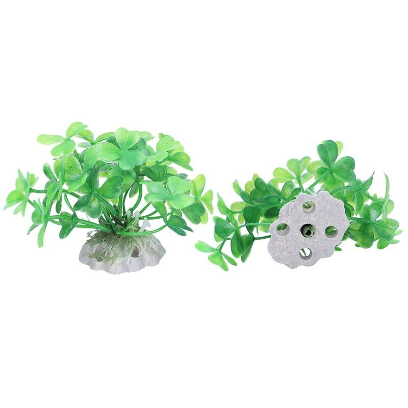2 pieces Aquarium Landscaping green cloverleaf artificial aquatic plants E6I6