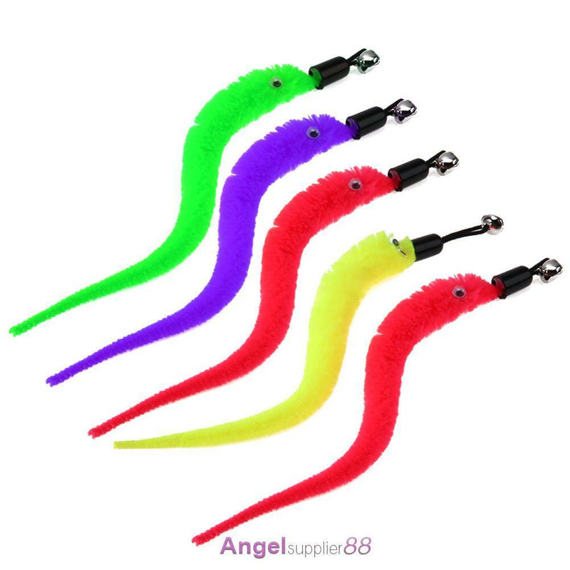 5pcs Colorful Pet Kitten Cat Teaser Replacement Refill Plush With Bell