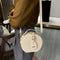 Women Round Shoulder Bag Alligator PU Circle Zip Crossbody Handbag (Beige)