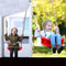 Outdoor Swing Set Seat With Rope Red
