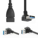 Usb 3.0 Angle 90 Degree Extension Cable Male To Female Adapter Cord Data Up O7D1