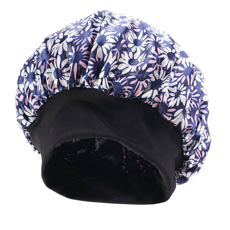 Women Floral Night Sleep Cap Hair Bonnet Hat Head Cover Turban Wrap Navy
