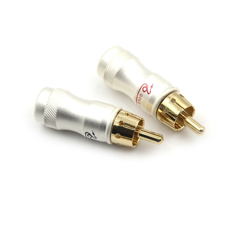 4pcs Goldplated RCA Male Plug HIFI Audio Cable Audio Video Connector Adapter FT