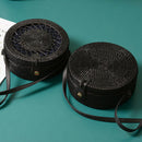 Black Round Rattan Bags For Women Crossbody Bag Handmade Woven Circle Shoul