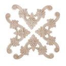 4x Unfinished Unpainted Wood Carved Corner Frame Furniture Onlay Applique