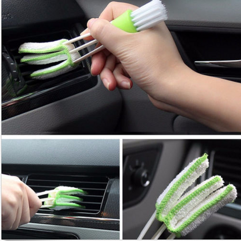 1*Car Cleaning Accessories Air Conditioner Vent Blinds Brush Cloth Cleaner Tool