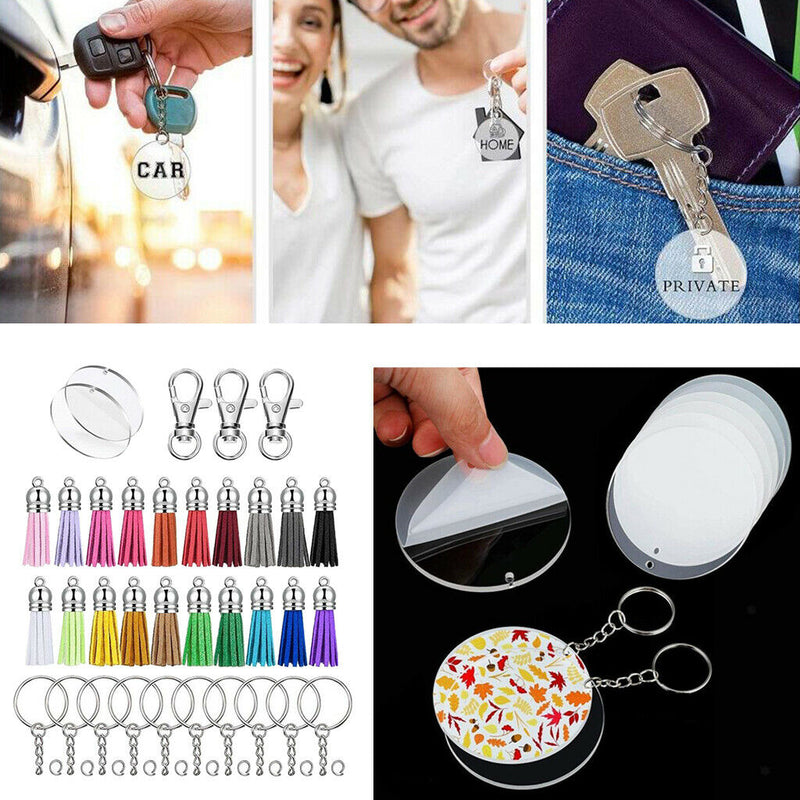 100 Pieces Key Chains Rings Lobstor Clasp Tassels Colourful Leather Tassels