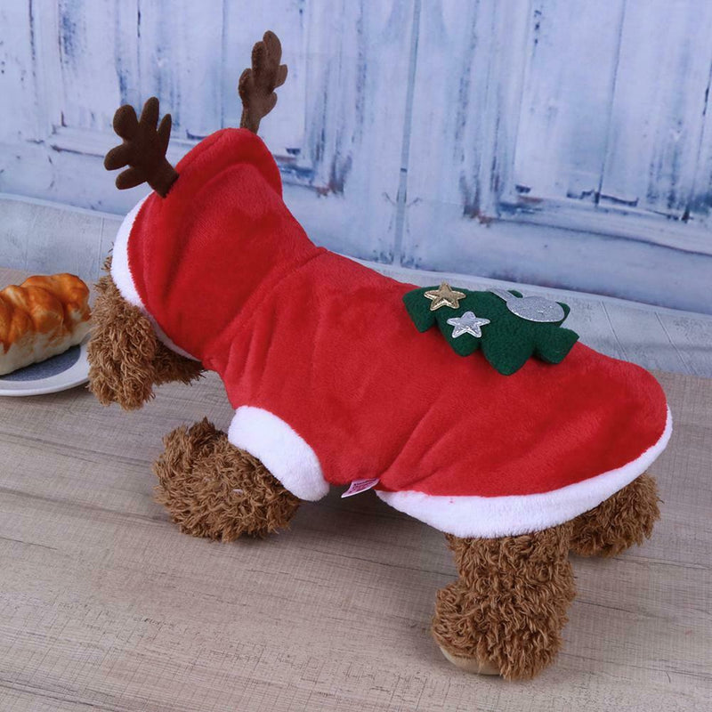 Fleece Dog Clothes Dog Coat Christmas Lovely Pet Elk Hooded Warm Coat(XL) A