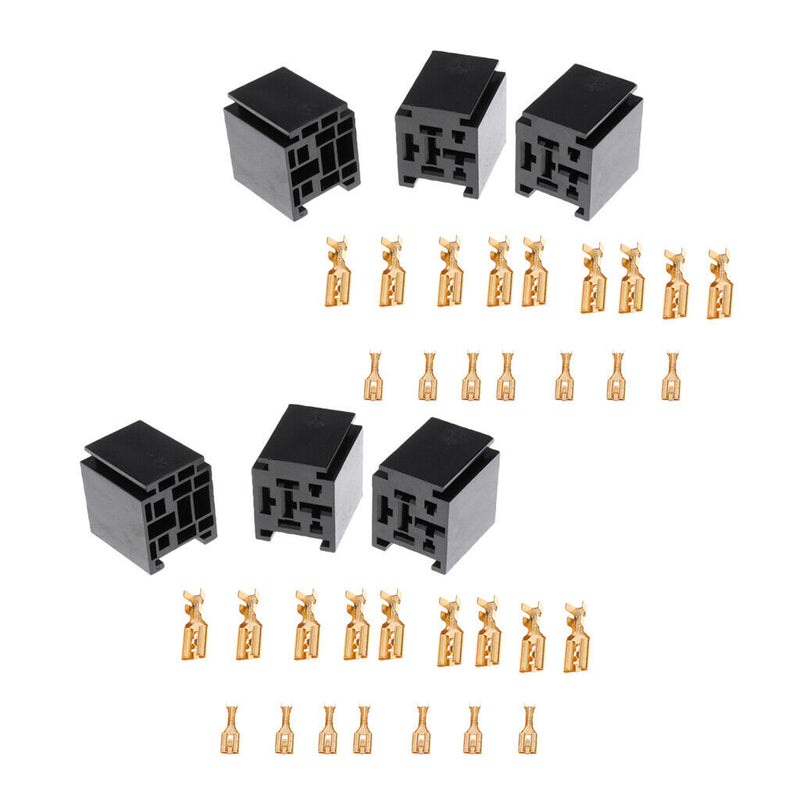 6pcs 5 Pin 80A Relay Mounting Base Socket Holder With Loose Terminals Set