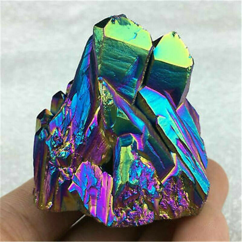 1*Titanium Natural Quartz Specimen Rainbow Healing Mineral Stone Cluster Crystal
