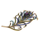 Diamond-boarded  Alloy Crystal Peacock Feathers Brooch 63*107mm A