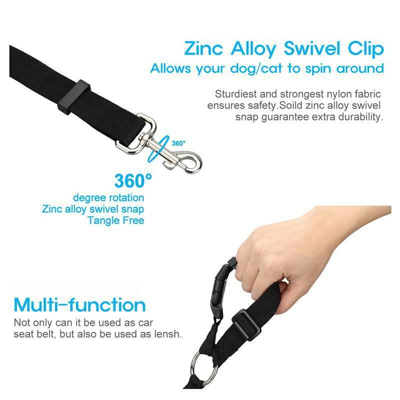 Dog Cat Pet Safety Adjustable Car Seat Belt Harness Leash Travel Clip Strap