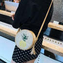 Round Women Straw Bags Leaves Rattan Woven Beach Shoulder Bags Ladies Cossb C1S5
