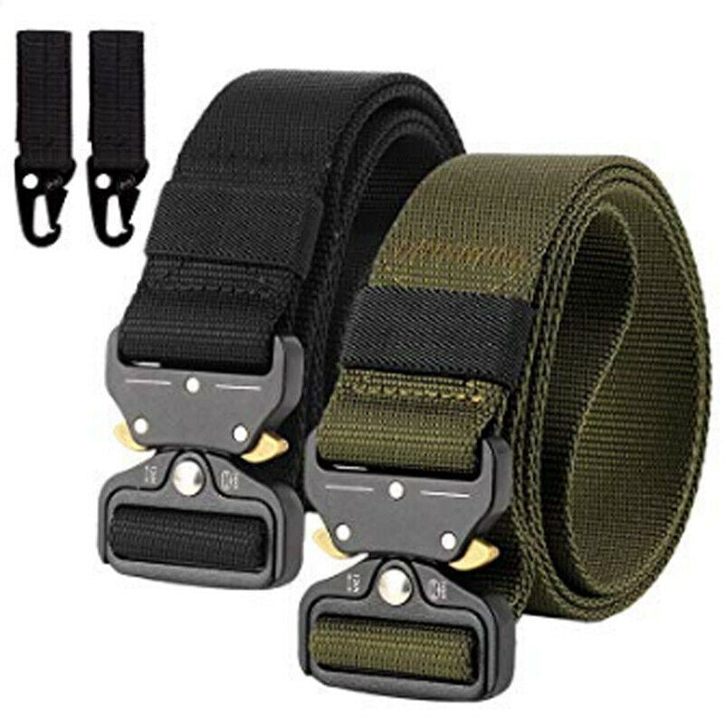 (2Pcs) Men'S Nylon Canvas Belt, Outdoor Multi-Function Belt with Quick Rele O9I9