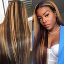 Fashion Ombre Brown Human Hair Wigs Brazilian Full Lace Remy Lace Front Wig