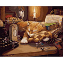 5D DIY Full Drill Diamond Painting Sleeping Cat Cross Stitch Embroidery Kit