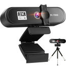 2K HD Computer Webcam USB2.0 Built-in Mic Conference With Privacy Cover Tripod
