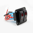 12V-24V 2 Gang red Rocker Switch Panel Circuit Breaker Boat Marine Waterpro